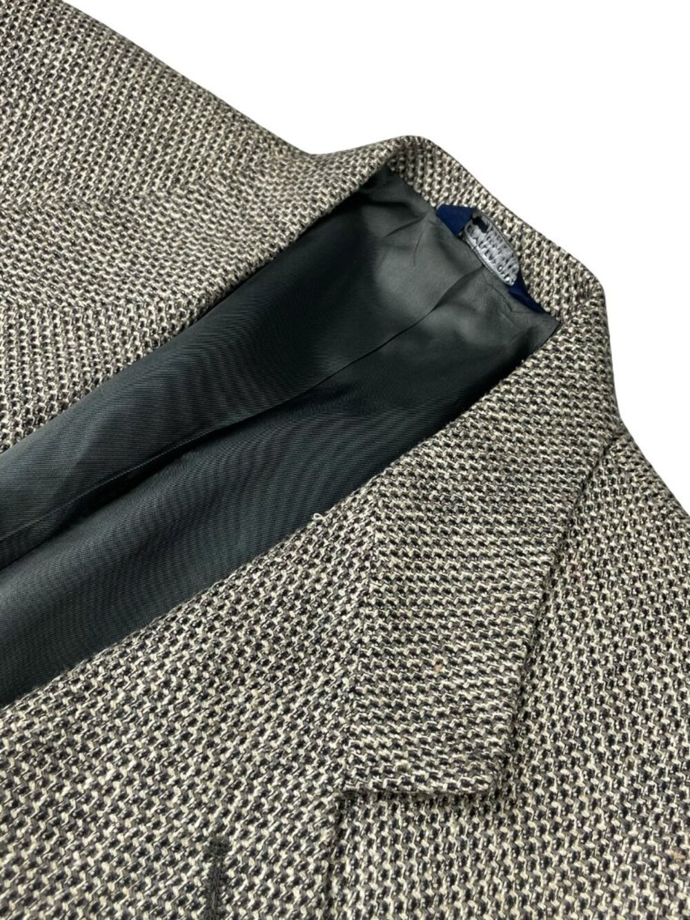 VTG Biella Men’s 100% Wool 2-Button Tweed Blazer Beige/Black • USA • 42S